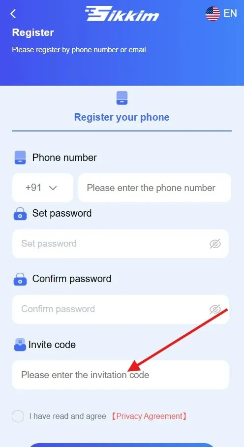 Enter the invite code